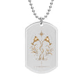 Temperance Tarot Dog Tag Necklace — Gold Spiritual Pendant with Chain
