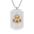 The Sun Tarot Gold Dog Tag Necklace — Tarot Card Pendant with The Sun