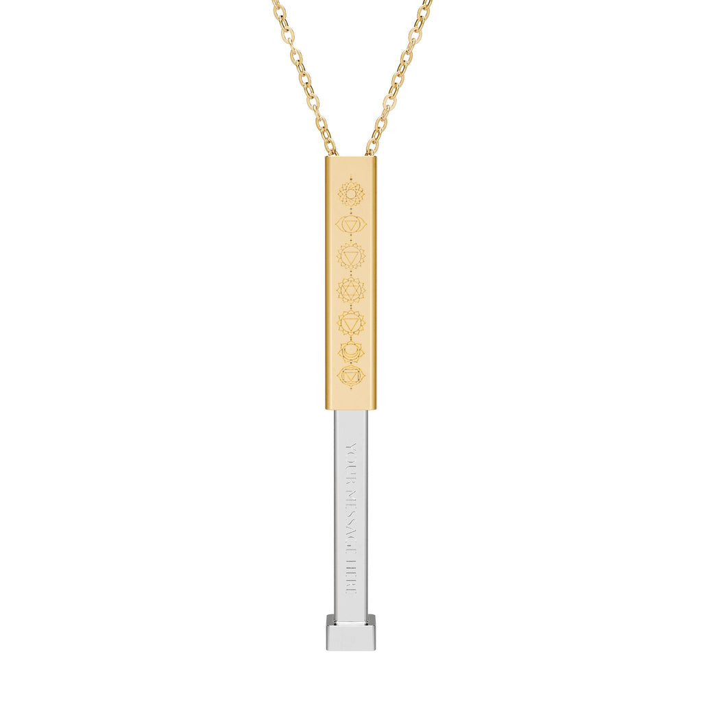 Chakra Sliding Bar Necklace — Hidden Message Engraved Pendant