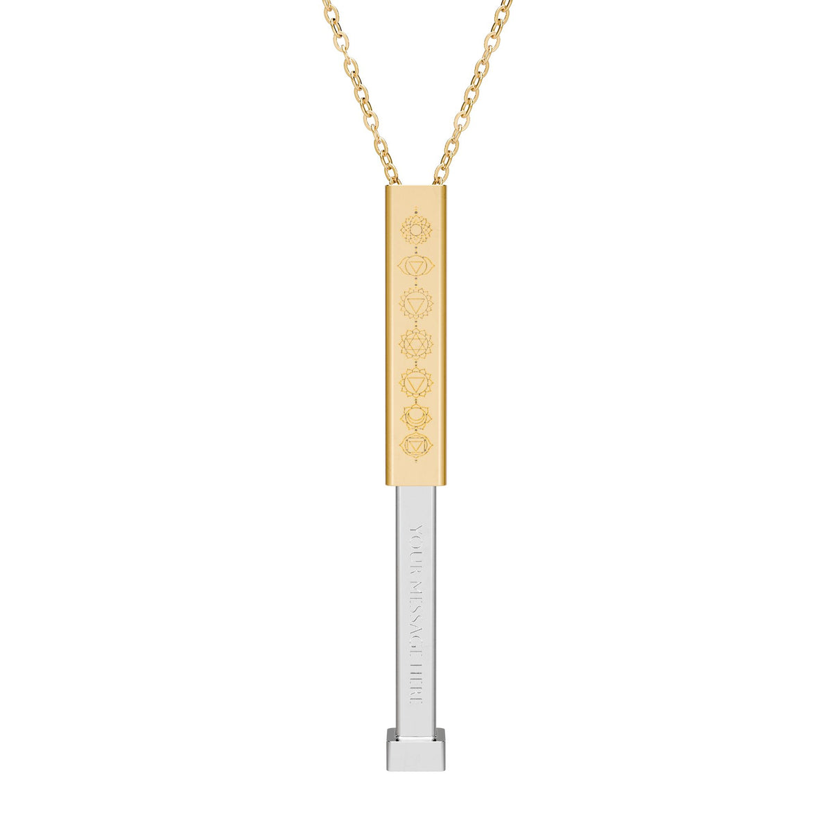 Chakra Sliding Bar Necklace — Hidden Message Engraved Pendant