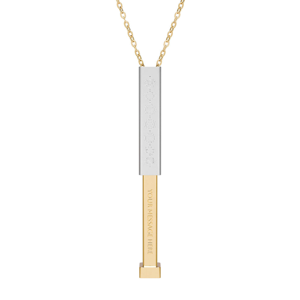 Chakra Sliding Bar Necklace — Hidden Message Engraved Pendant
