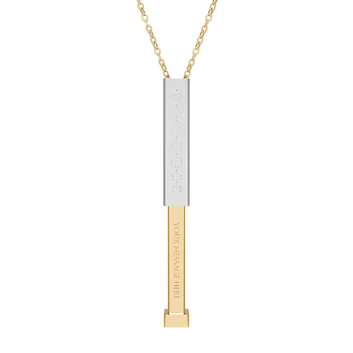 Chakra Sliding Bar Necklace — Hidden Message Engraved Pendant