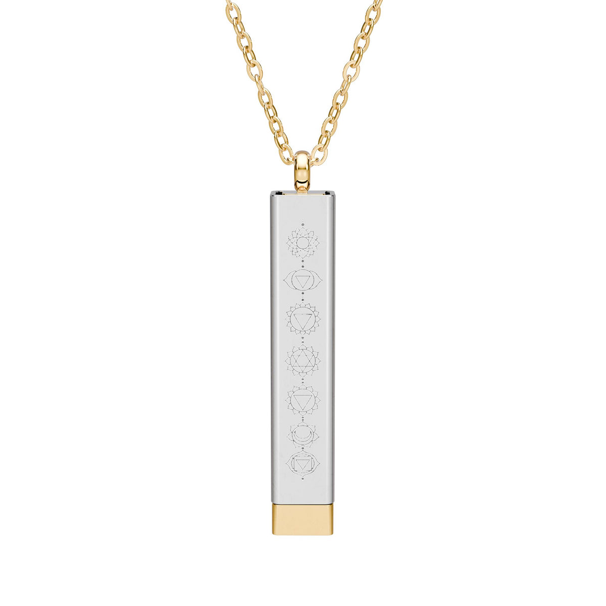 Chakra Sliding Bar Necklace — Hidden Message Engraved Pendant