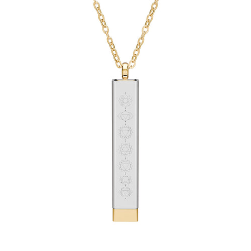Chakra Sliding Bar Necklace — Hidden Message Engraved Pendant