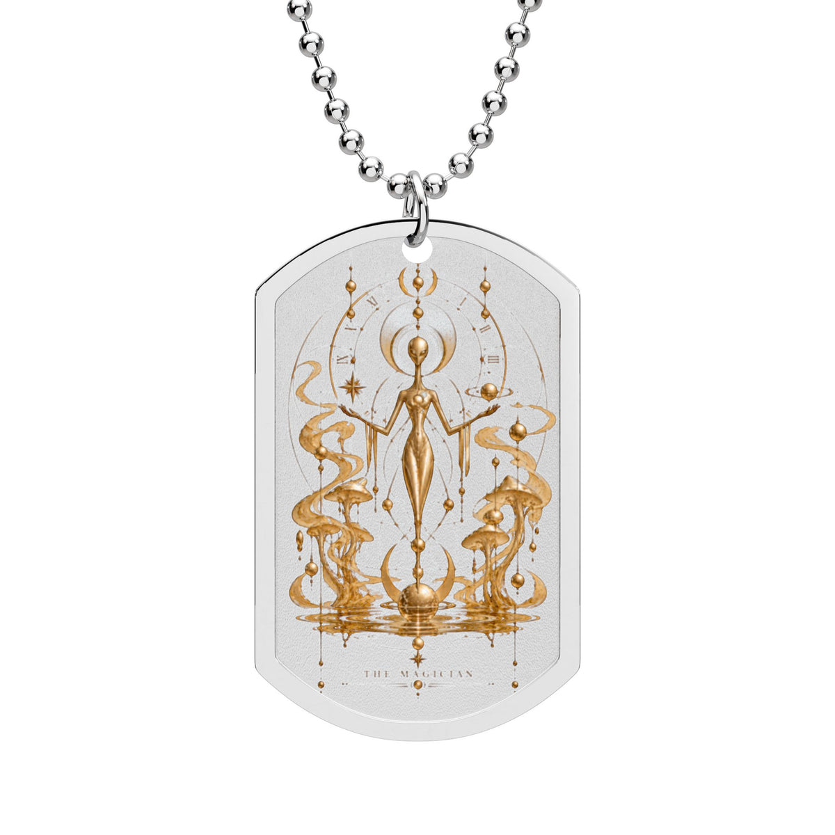 Tarot 'The Magician' Gold Dog Tag Necklace — Mystical Tarot Jewelry