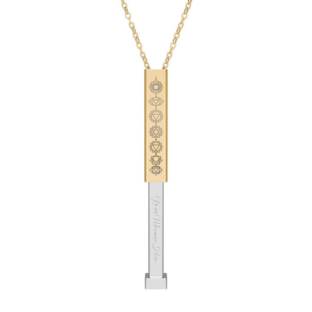Hidden Message Sliding Bar Necklace — Engravable Sliding Pendant with Crystal Accent