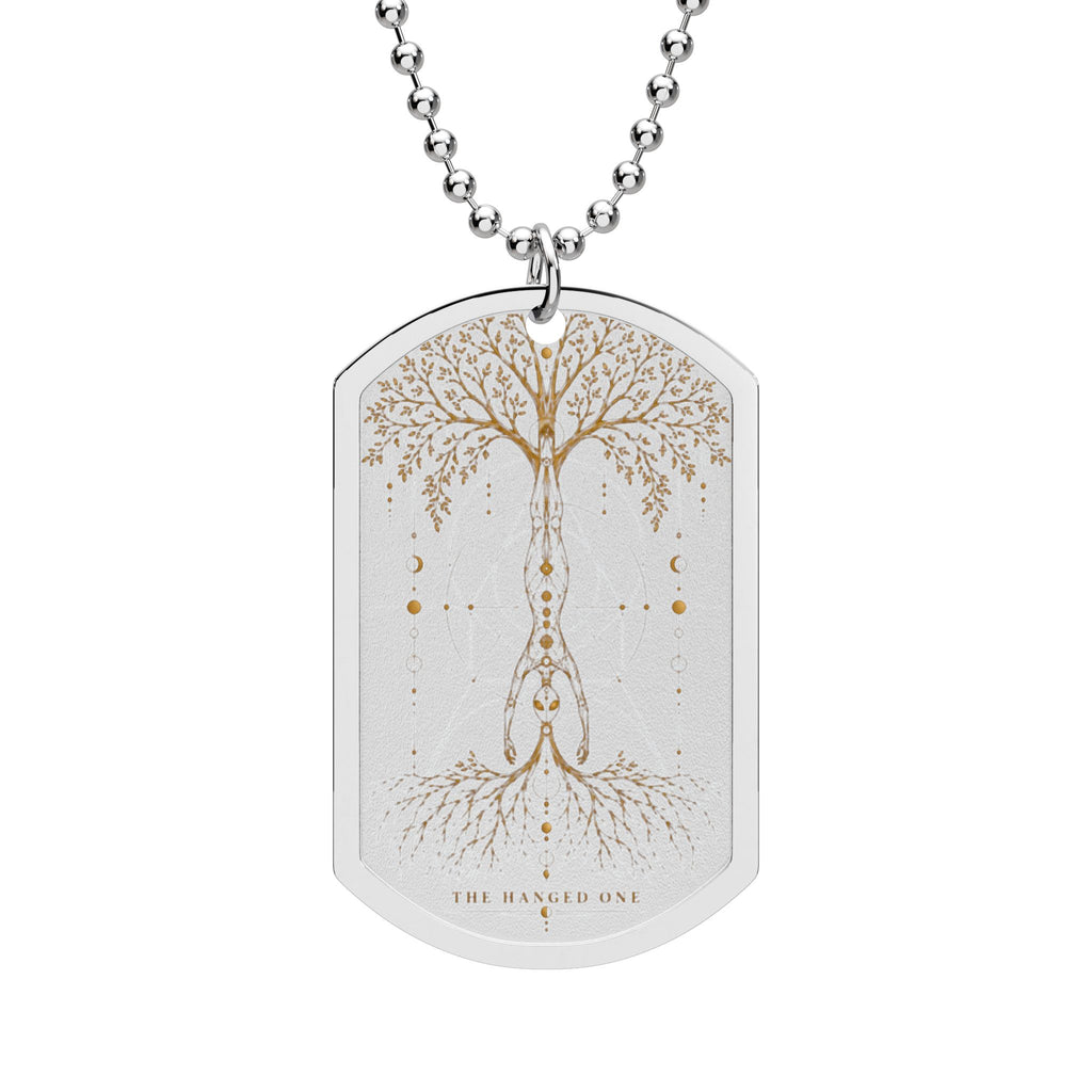 The Hanged One Dog Tag Necklace — 'The Hanged One' Tarot Pendant with Chain