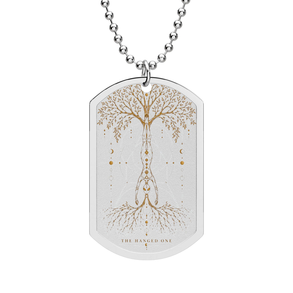 The Hanged One Dog Tag Necklace — 'The Hanged One' Tarot Pendant with Chain