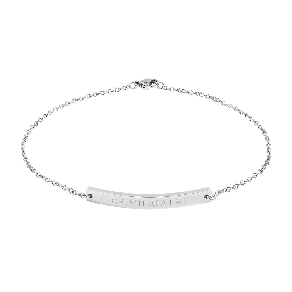 Engravable Curved Bar Anklet — Personalized Gold or Silver Chain Anklet