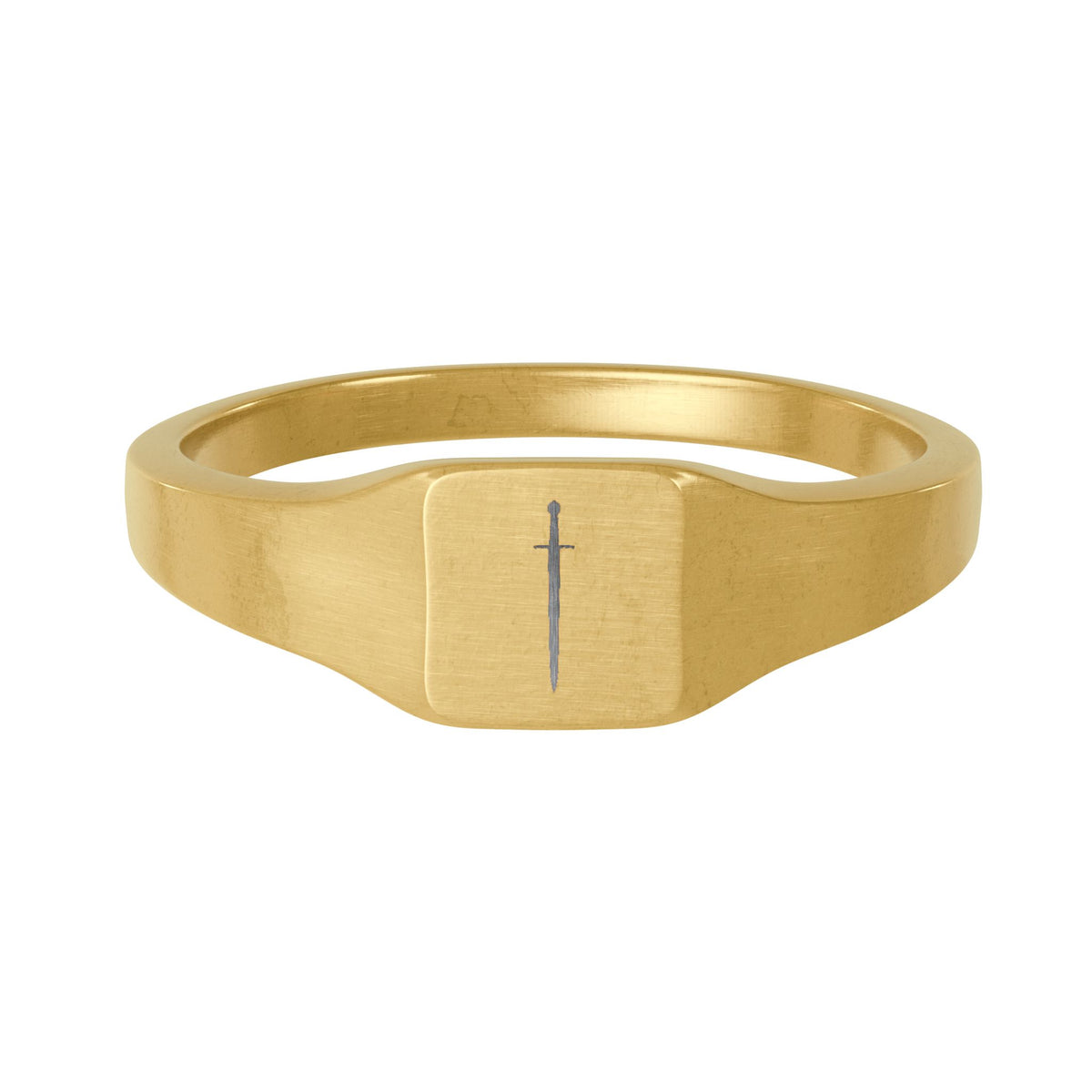 Stainless Steel Square Signet Ring - Sword (Engraving)