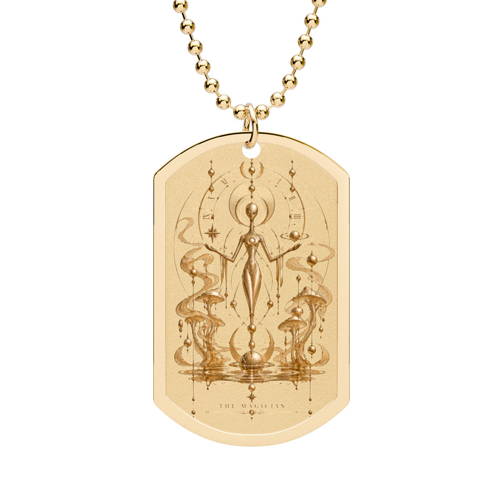 Tarot 'The Magician' Gold Dog Tag Necklace — Mystical Tarot Jewelry