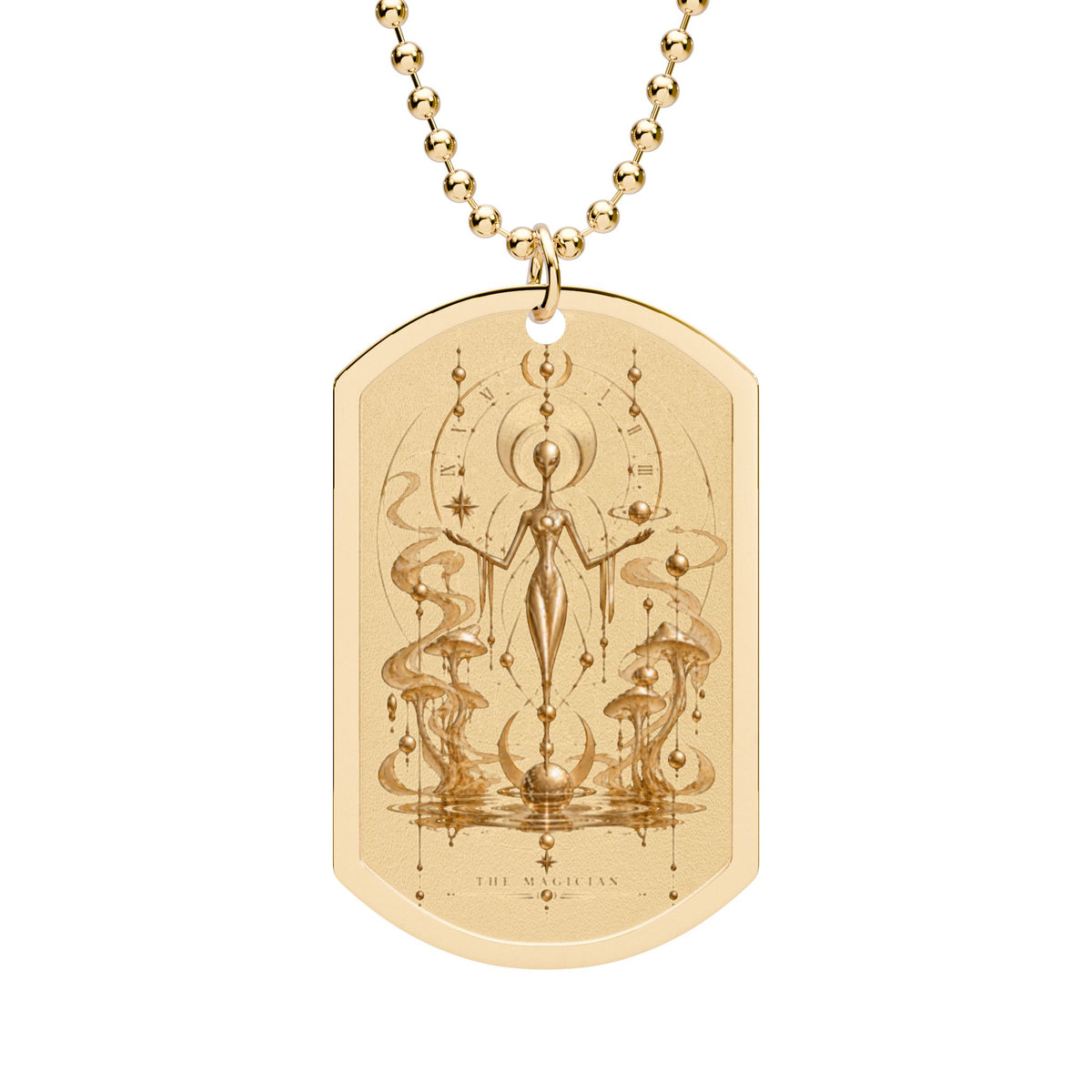 Tarot 'The Magician' Gold Dog Tag Necklace — Mystical Tarot Jewelry