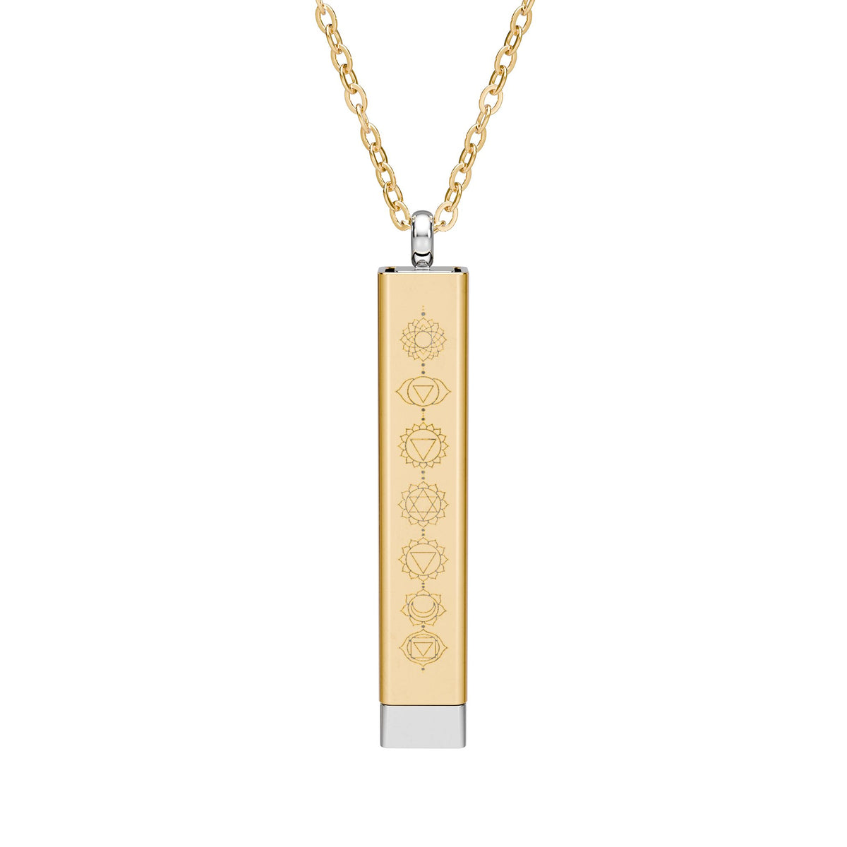Chakra Sliding Bar Necklace — Hidden Message Engraved Pendant